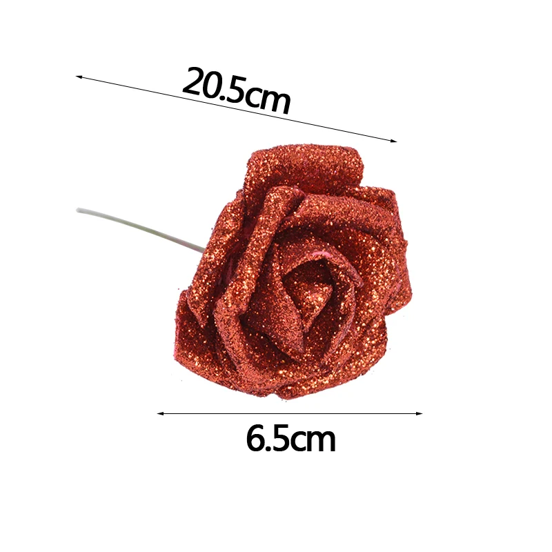 6.5cm red 5/10/20 штук 6 см цвета: золотистый, серебристый цветок розы с блестками пена Искусственный цветок розы Букет самодельный венок декоративные рождественские Свадебные украшения - Цвет: 6.5cm red
