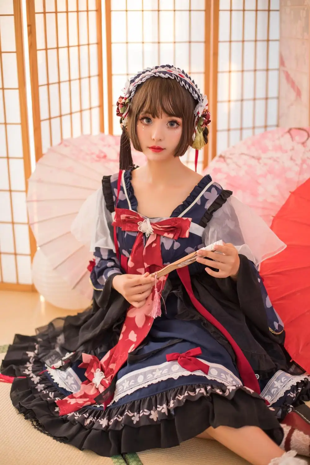 

Royal fairy japanese style soft sister lolita dress female mori girls Shirayuki ruffles design cute gown dress F1302 factory