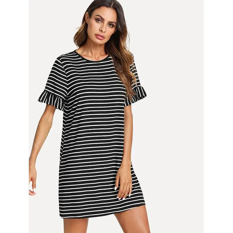 MISSKY 2019 Новая коллекция летних платьев для женщин Повседневная свободного кроя в