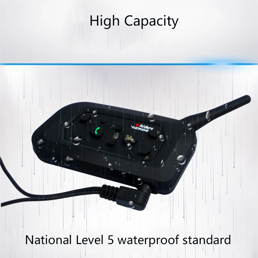 

New V6 Motorcycle Intercom Helmet Bluetooth Headsets 1200M Team Speaker Noise Reduction Intercommunicador Moto for 6 Riders