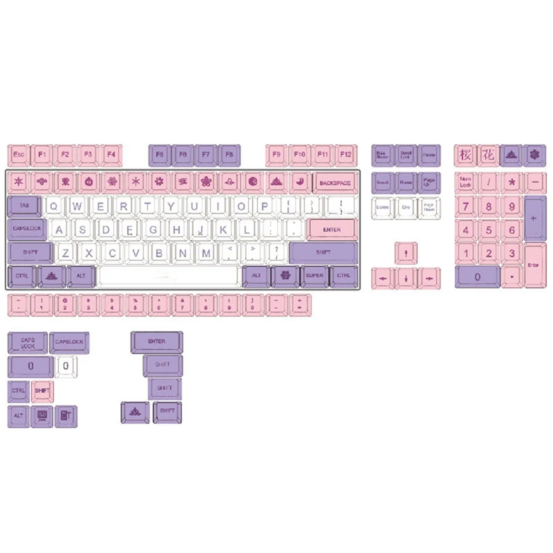 

Hana Ethermal Dye сублимационные шрифты PBT Keycap для проводной механической USB-клавиатуры 134 Keycaps