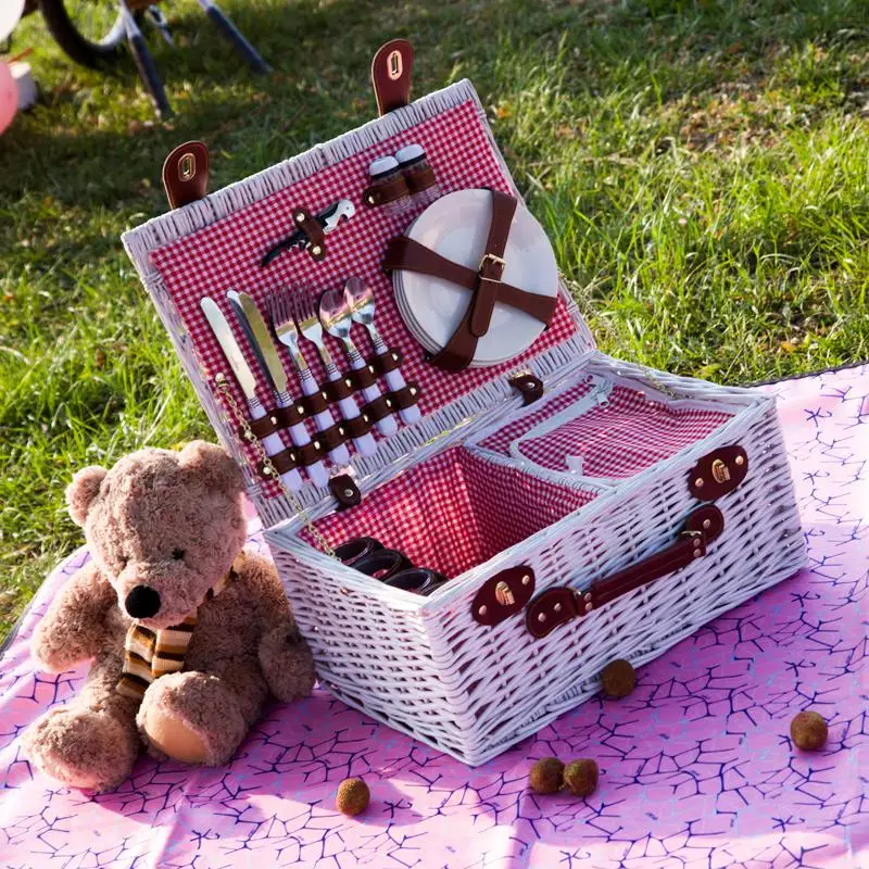 Корзина для пикника корзина плющ ротанг вязаный посуда фрукты Еда ручная