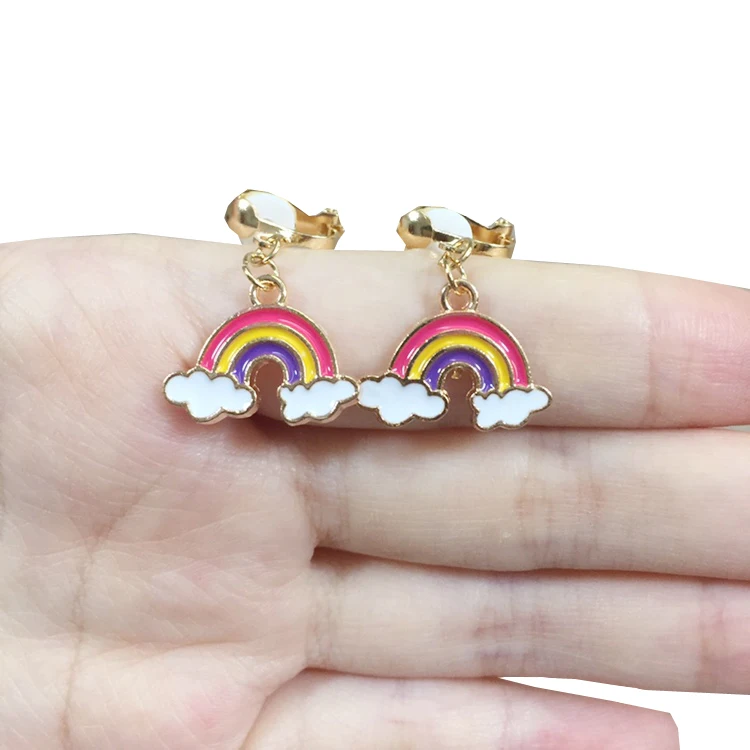 Серьги-клипсы треугольные без пирсинга для девочек вечерние цветок корейского