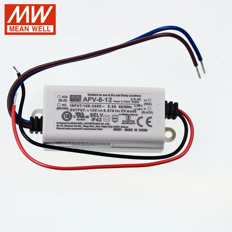 MEAN WELL APV 8 Series DC5V DC12V DC24V Вт AC DC с одним выходом светодиодный импульсный источник