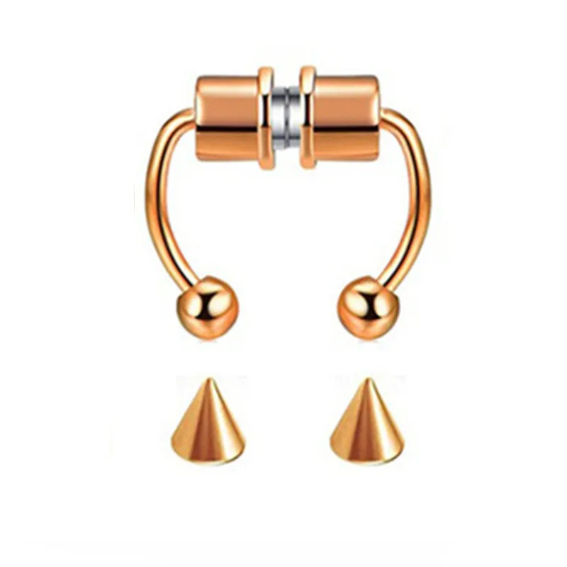 Искусственное кольцо-гвоздик для носа в стиле панк из нержавеющей стали женская