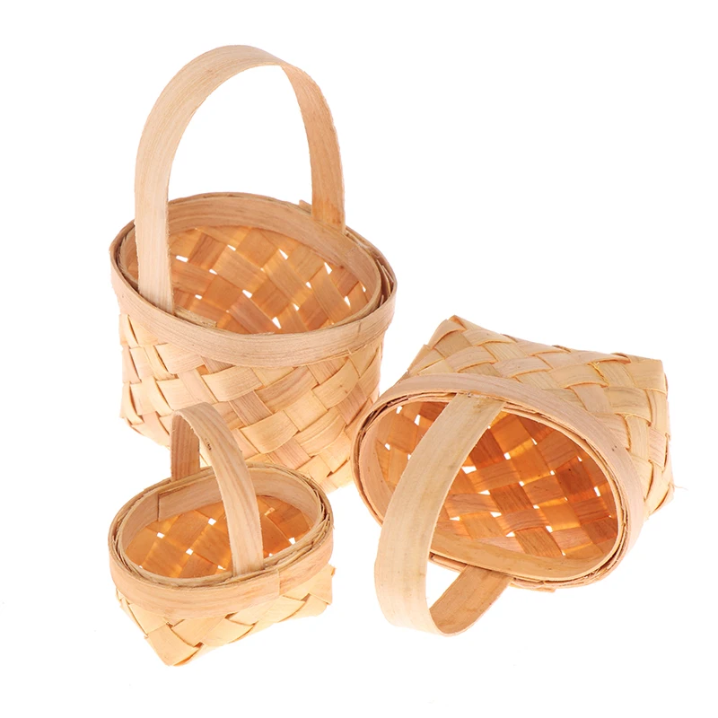 

1pc Mini 1/12 Dollhouse Miniature Hand-woven Vegetable Food Basket Model S/M/L For Dollhouse Decoration New