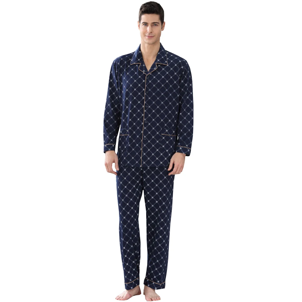 2Pcs/Lot Cotton Comfortable Mens Pajamas Set Brand Pajama Pyjamas Sleepwear High Quality Plus Size M-4XL | Мужская одежда