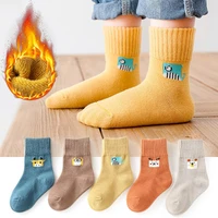 5 pairslot thicken plus animal cotton children socks winter thermal warm kids sock toddler boys floor socks for 1 12years