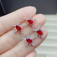kjjeaxcmy fine jewelry 925 silver natural ruby new girl elegant earrings hot selling ear stud support test chinese style