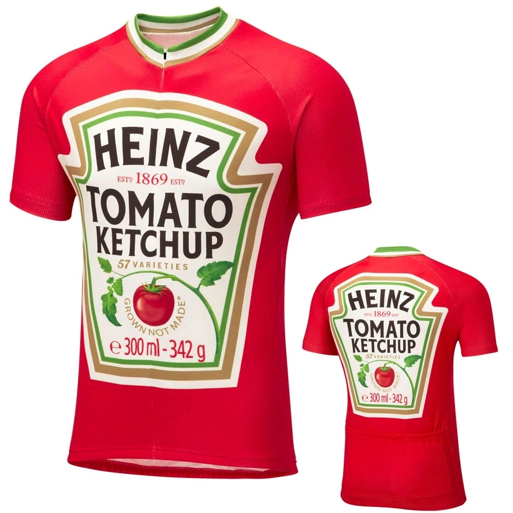 

Heinz Tomato Ketchup Cycling Jersey Summer Cycling Clothing Short sleeve Men Road Race Bike Shirt MTB Bicycle Tops Wear Maillot