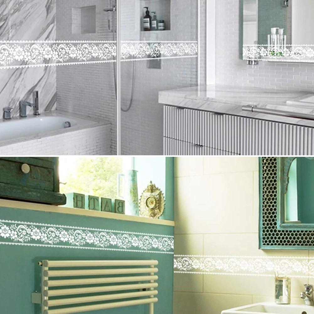 Настенная Наклейка для дома спальни рулон белое кружево прозрачный съемный