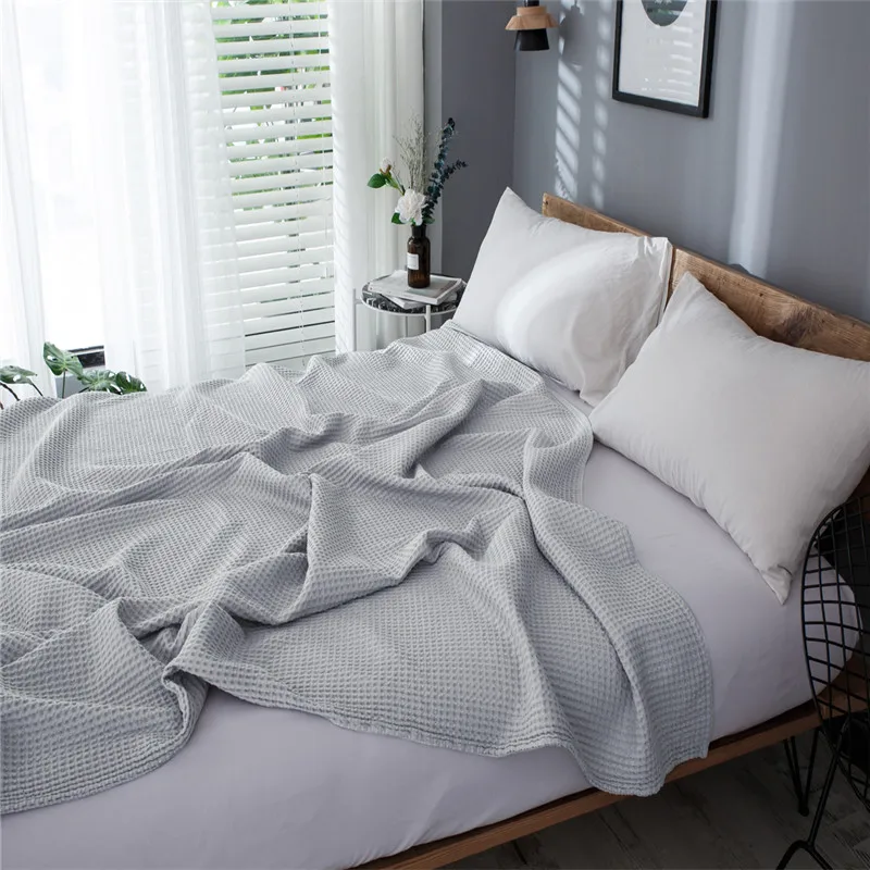 Waffle Throw Blanket Bedspreads Cotton Christmas Decorations For Home Comfy Portable Travel All-Season Skin-friendly Soft