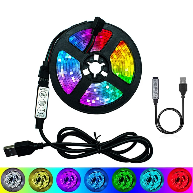 

RGB LED Strip Light 5V USB 60 LEDs/m 2835 SMD LED Flexible Tape Desktop PC Bottom TV BackLight Screen Lighting for Decoration