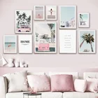 Венеция пляж доски для серфинга автомобиль Ван пальмовое дерево черепаха скандинавский плакат настенный художественный Принт Холст Картина настенные картины для гостиной Декор