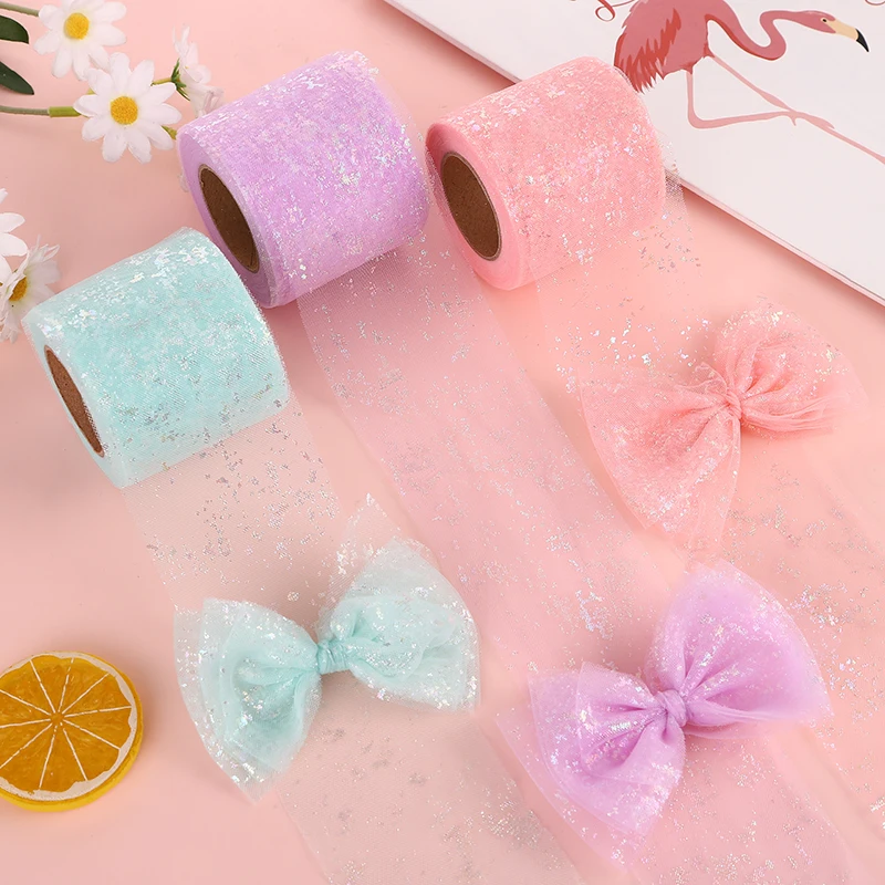 Блестящая Тюль в рулоне 6 см * 25 ярдов лента для самостоятельного изготовления