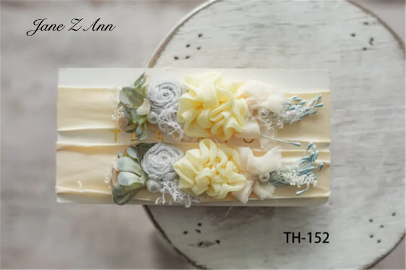 Diadema de flores para reci&eacute;n nacido, accesorios florales para estudio de tiro, hechos a mano para beb&eacute;, TH148-16-3