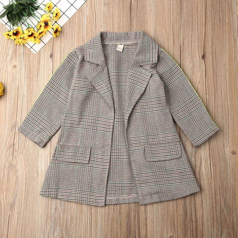 Autumn Winter Coats Toddler Kids Baby Girl Clothes Fashion Belted Plaid Print Trench Jacket Formal Outwear Windbreaker 0-5Y | Детская