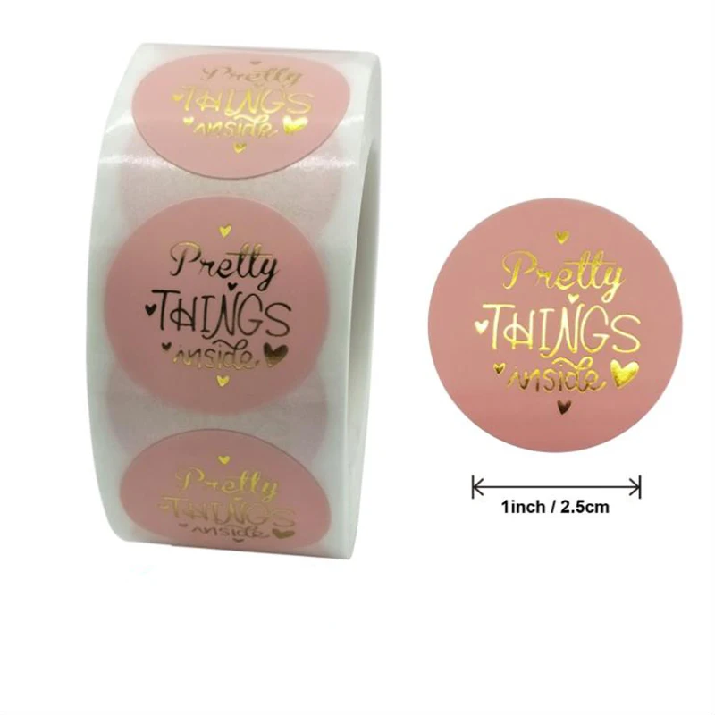 

500PCS Bronzing Pretty Thank You Sticker Labels Sealing Pink Paper Stickers Stationery & Office Supply Decoration Scrapbooking