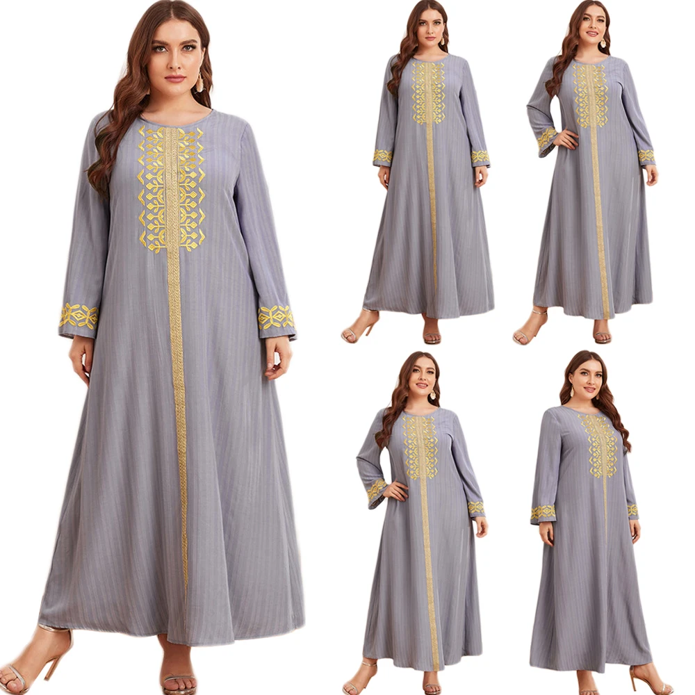 Размера плюс женское повседневное Свободное длинное платье с вышивкой турецкий Ближний Восток Восточный кафтан из Дубая абаи мусульмански...