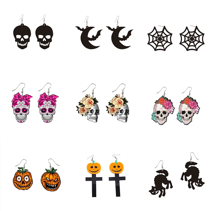 2021 на Хэллоуин наволочки со скелетом и необычные прикольные серьги для женщин