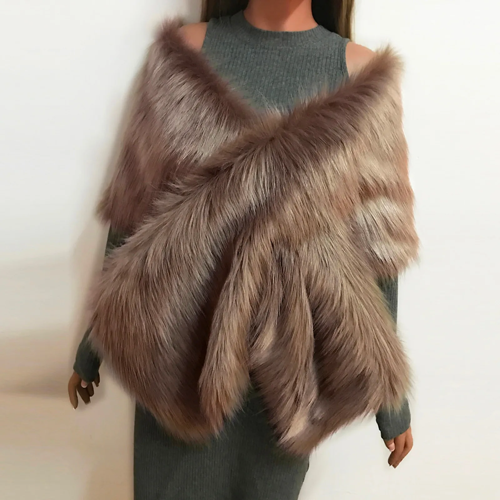 Модный женский меховой Болеро из искусственного зимнего меха свадебная шаль