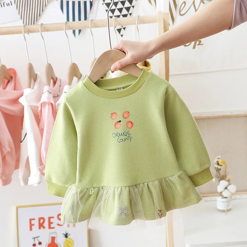 Весенне-Осенняя детская футболка с крыльями милое хлопковое платье принцессы