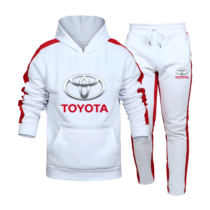 

2021 spring and autumn TOYOTA car logo men's fashion hip-hop casual sports suit hooded/sweater + pants jogging sportswear