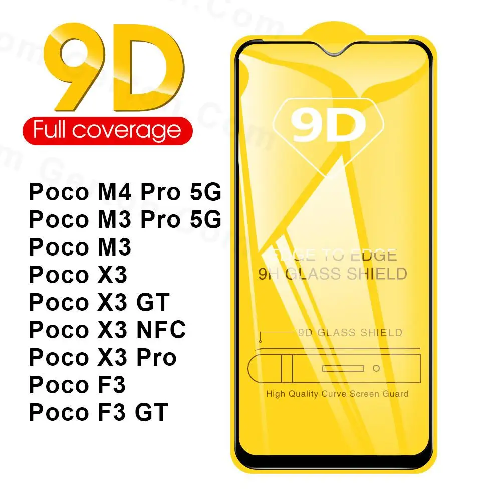 

9D Full Protective Glass For Xiaomi POCO M4 Pro F3 GT X3 GT NFC M3 X3 Pro Tempered Screen Protector Pocophone F3 Glass Film Case