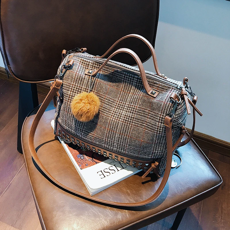 

Compilation of women's handbags 2019 new ladies shoulder bag fur hair ball female Messenger bag business bag girl discount bags