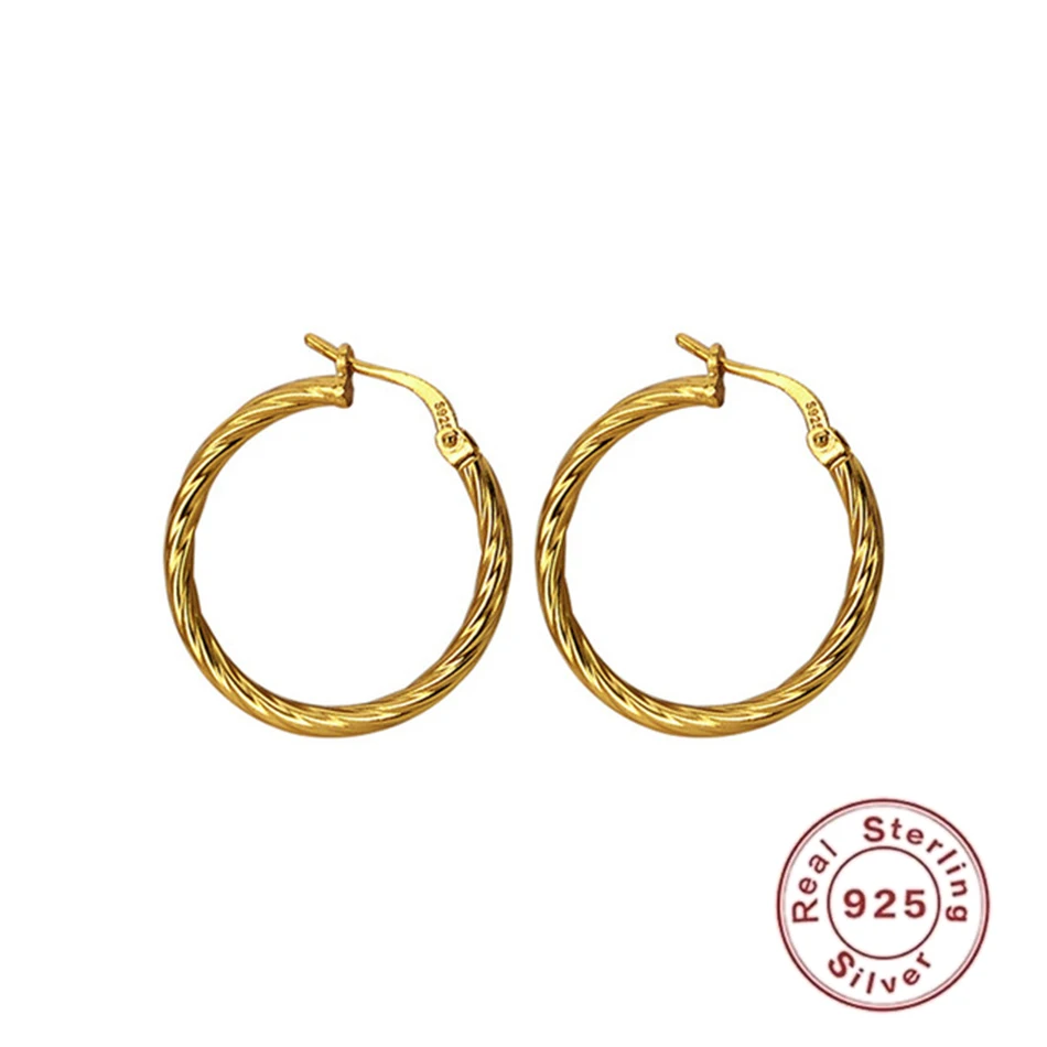 Серьги-кольца из стерлингового серебра S925 пробы круглые серьги-кольца для