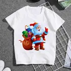Новинка, Детская футболка в стиле Харадзюку, новая милая футболка унисекс с оленями, детская модная Рождественская белая футболка, футболки, одежда