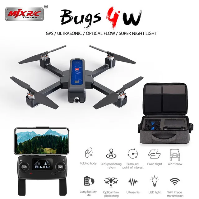 Бесщеточный складной Дрон Bugs 4 W B4W 5G GPS с Wi Fi FPV 2K HD камерой антивибрация 1 6 км 25