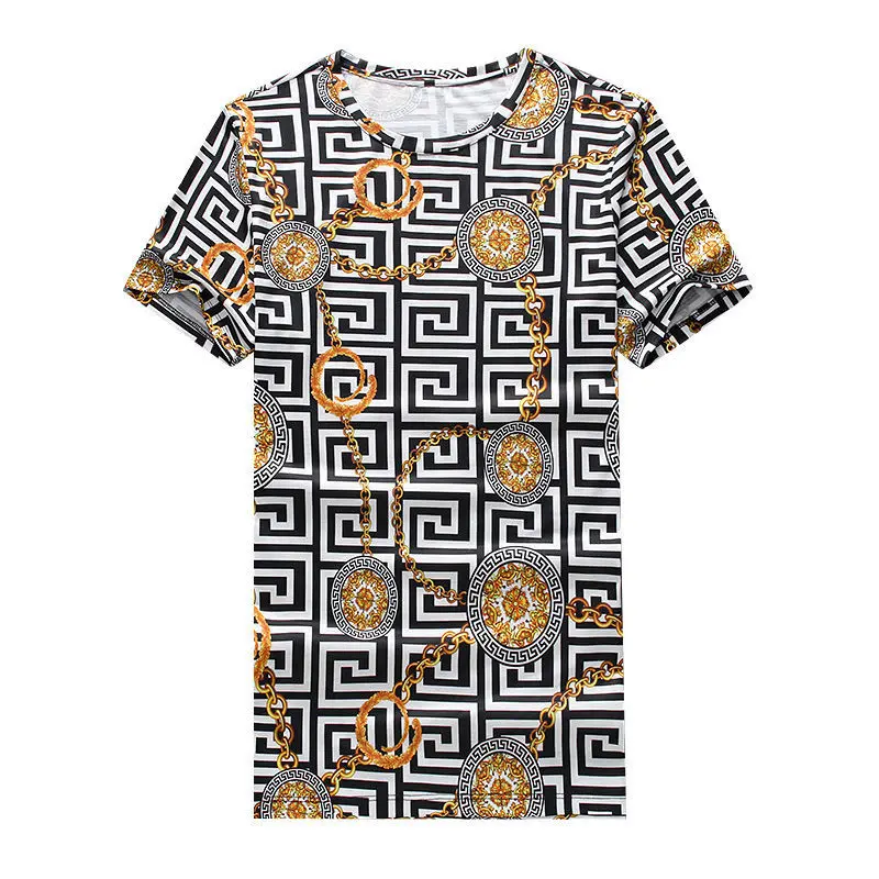 

New T-shirt men's round neck printing trend large size youth summer slim short sleeve men's T-shirt