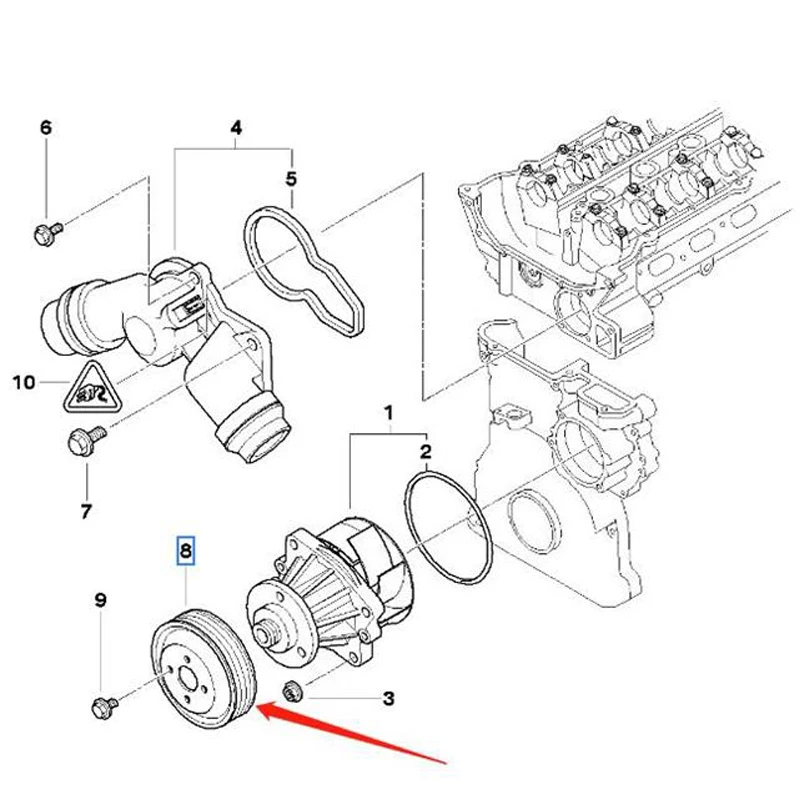 Шкив водяного насоса для BMW E46 E39 E36 E60 E85 E83 E65 E66 E67 E61 F30 E53 E38 3 5 X5 E90 318i 320i 520i 525i