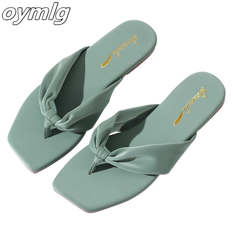 

Elegant Leather Slippers Women Flat Shoes Ladies Pink Flip Flops Comfortable Weave Outdoor Slides 2020 Summer Woman Sandals