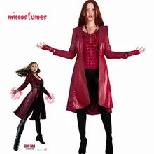 Scarlet Witch Cosplay Costume Red Coat Woman Halloween Outfit Vest Pants Scarlet Witch Cosplay Costume Red Coat Woman Halloween Outfit Vest Pants