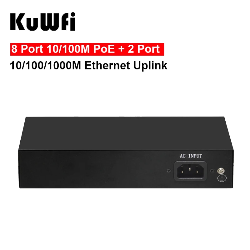 

8Port POE Ethernet Switch 48V VLAN 10/100Mbps IEEE 802.3 af/at Network Switch for IP Camera Wireless AP Extend transsion 250M
