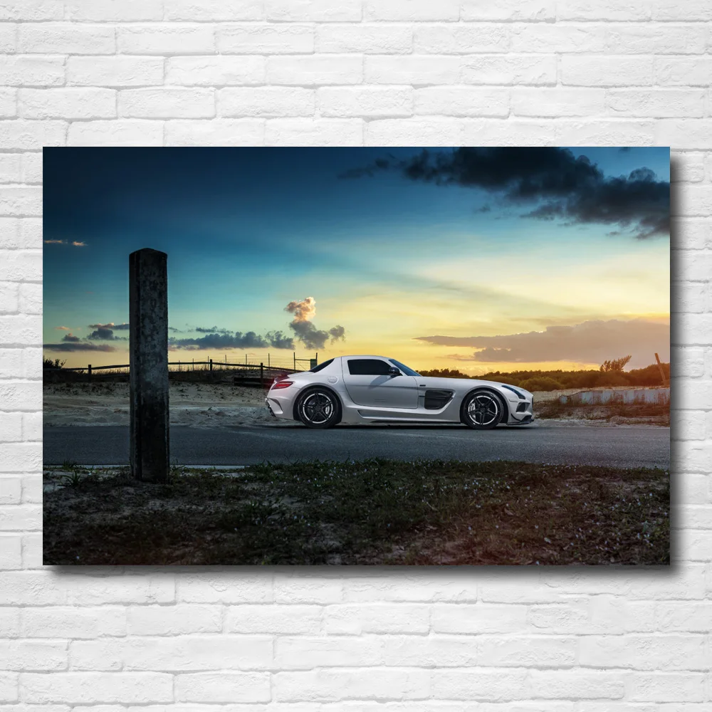 Обои Sportscar Mercedess SLS постеры Supercar холст настенные художественные принты для