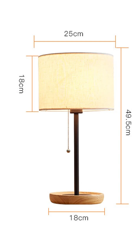 Простая настольная лампа деревянная основа Настольный светильник тканевый
