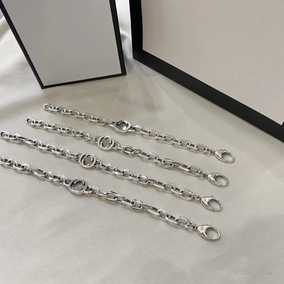 

Original 100% 925 sterling silver bracelet, classic letter logo G bracelet, exquisite couple Christmas