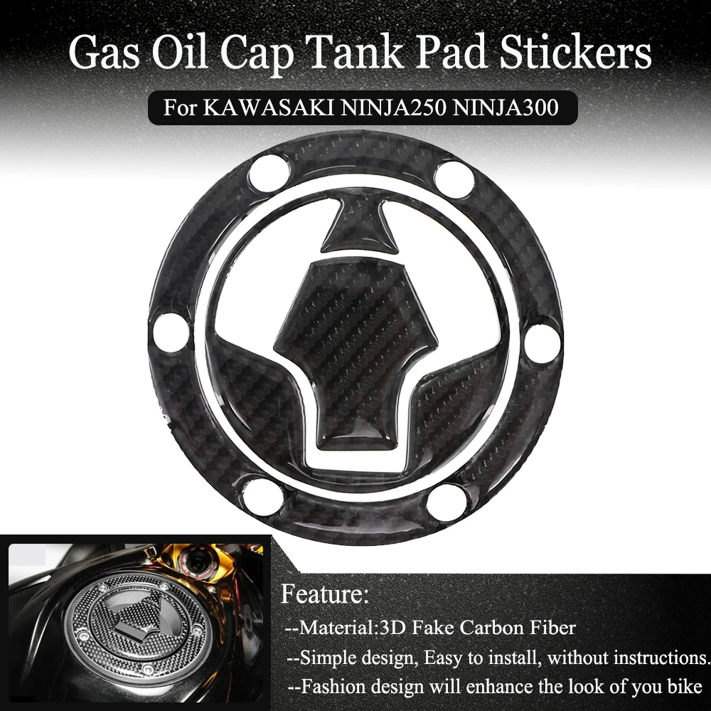 

Gasoline Cap Sticker For KAWASAKI Ninja 250 300 NINJA250 NINJA300 Motorcycle Carbon Fiber Fuel Tank Pad Decals Protector Cover