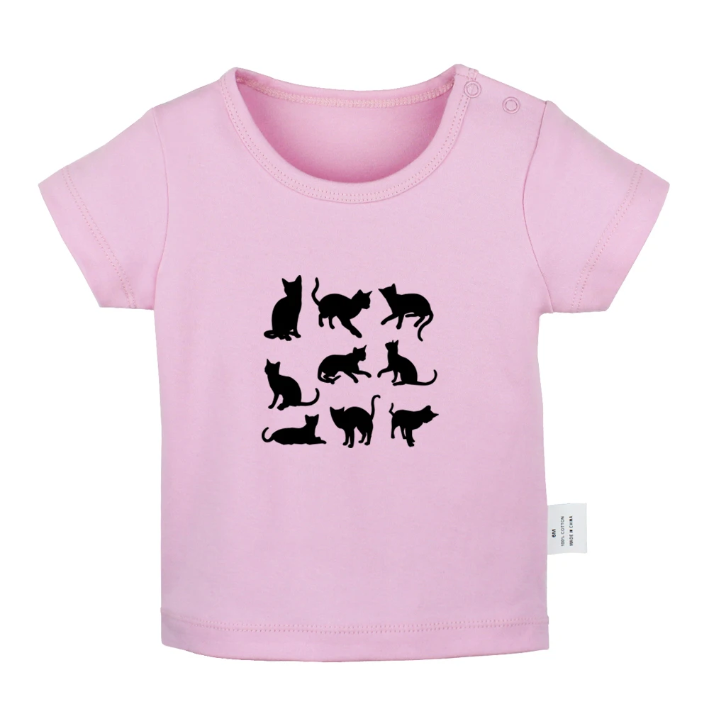 Cat Silhouette Cute Black Cats Collection Design Newborn Baby T-shirts Toddler Graphic Short Sleeve Tee Tops |