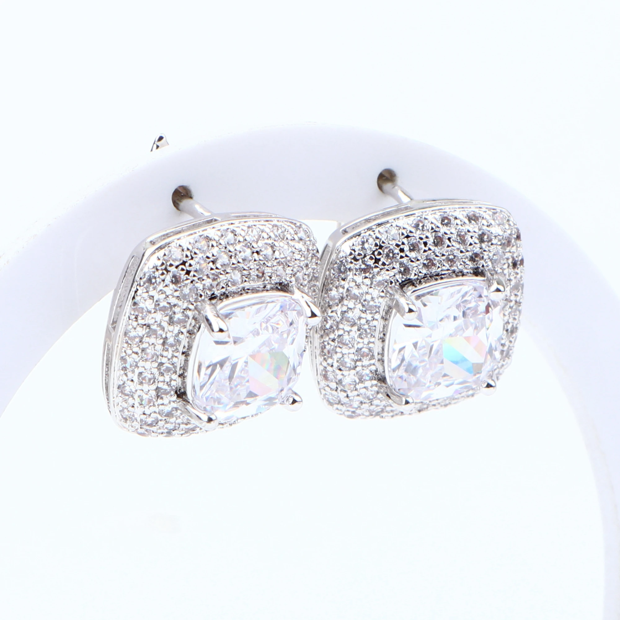 Набор свадебных украшений из серебра 925 пробы с белым цирконием серьги камнями