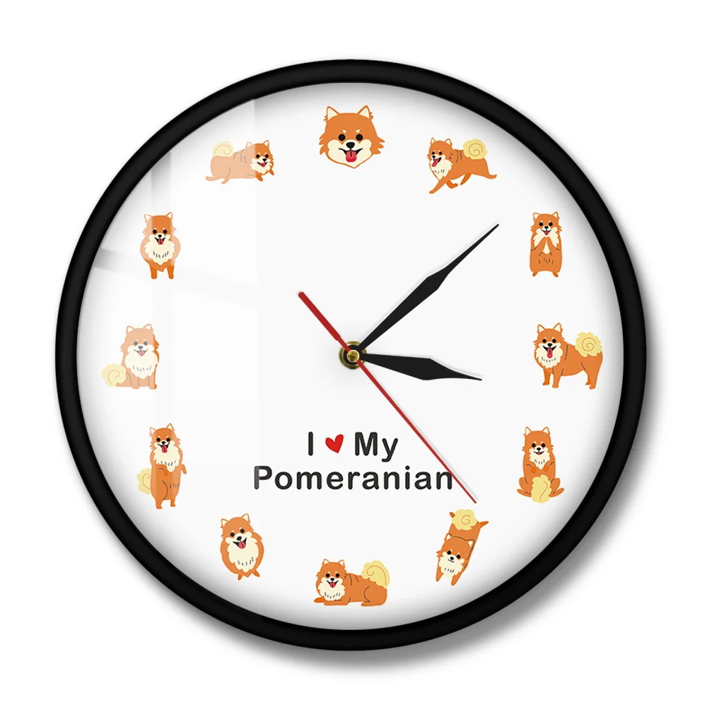 Современные настенные часы Zwergspitz Zwers в мультипликационном стиле Pomeranian Dog Sptiz с