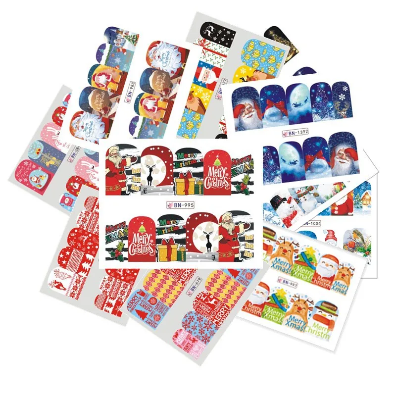 

48 листов, новинка 2020, зимние рождественские наклейки-Слайдеры для ногтей, наклейки для ногтевого дизайна, «сделай сам», Водные Аксессуары для маникюра, переводная фольга, Рождественский подарок