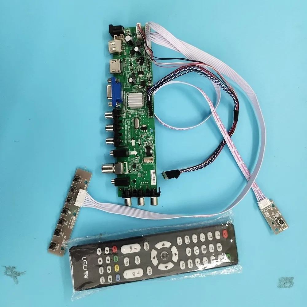 Комплект для B156HW01 V6/B156HW01 V7 1920X1080 ТВ LVDS USB AV сигнал 40pin WLED дистанционное управление DVB-T2 VGA LED HDMI плата контроллера цифрового вкл.