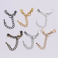 10pcslot crimp end caps bead lobster clasps extended chains necklace connectors string ribbon clips for jewelry making supplies