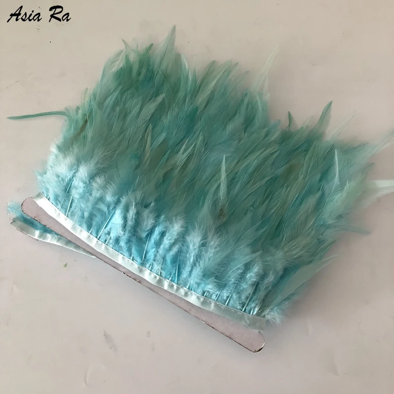 10Meters Natural Chicken Feather trims Mint Green Dyed high quality rooster hackle feathers strips fringes neck feather ribbon | Дом и сад