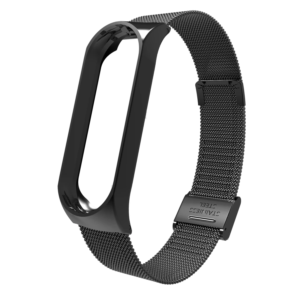 Ремешок из нержавеющей стали для xiaomi mi band 3 4, металлический ремешок для часов, умный Браслет mi band 3, сменные ремешки для часов mi 3 - Цвет: Style 3 Black