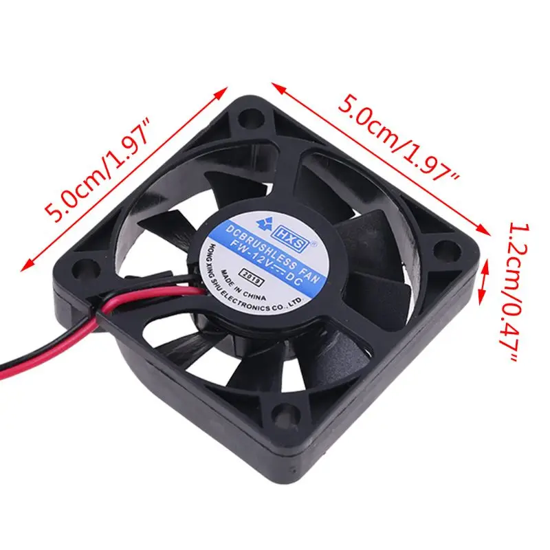 

DC 12V 0.12A 2-Pin 50x50x10mm PC Computer CPU System Brushless Cooling Fan Computer Case Cooling Fan 5010
